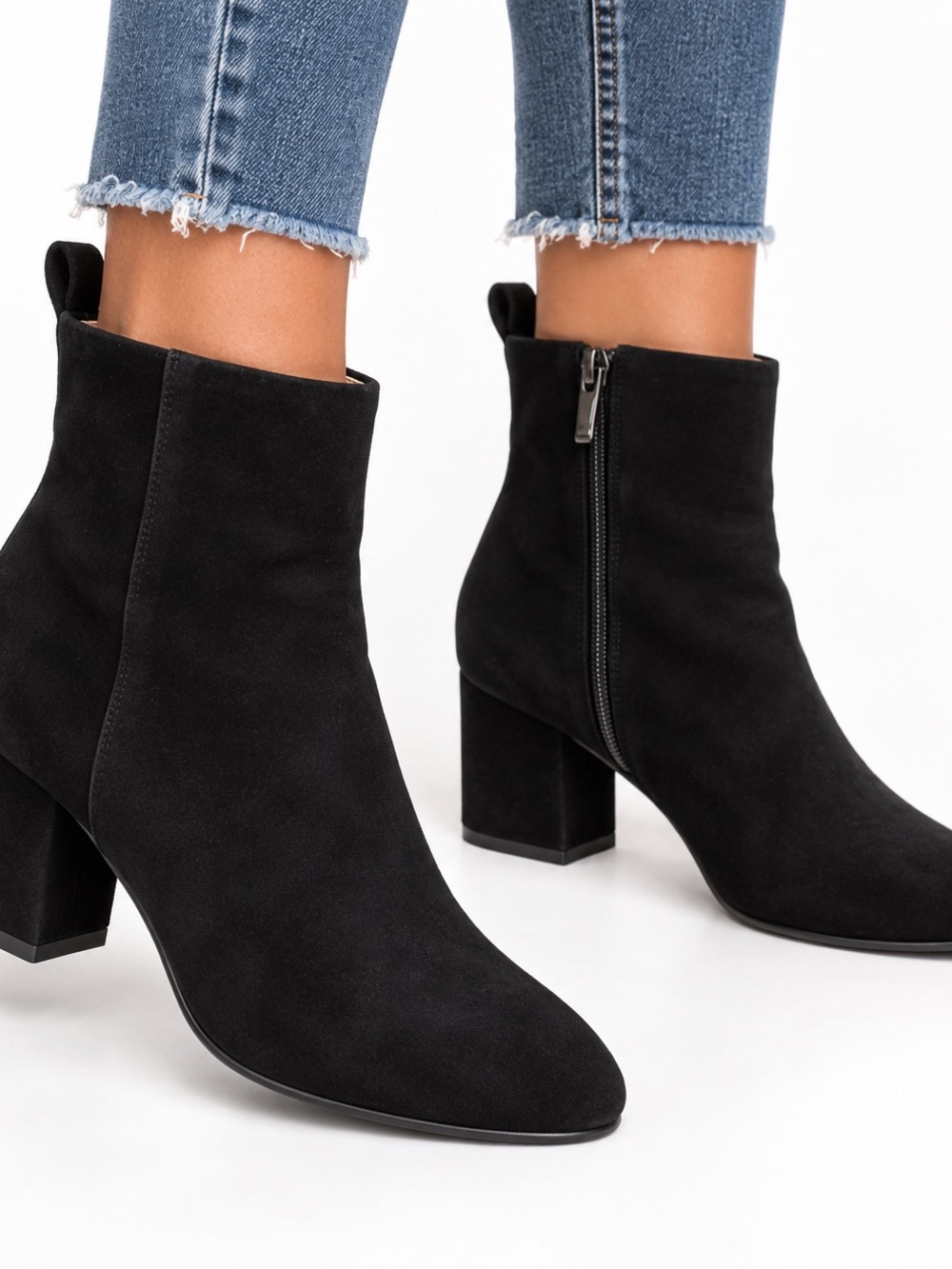 Gianni Bini Black Suede Block Heel Ankle Booties